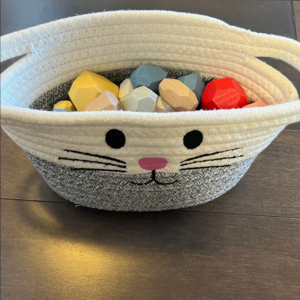 36 Colorful Stacking Stones Toy Set with basket